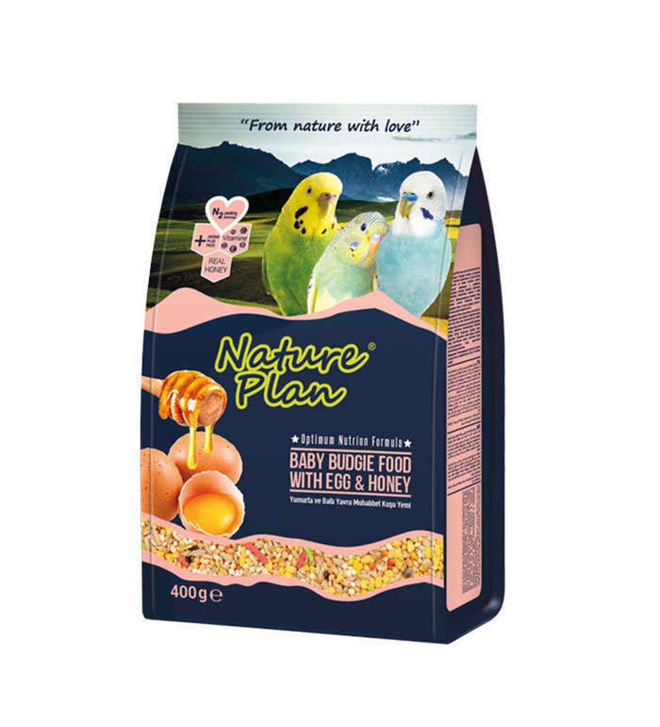 Nature Plan Ballı Yavru Muhabbet Kuşu Yemi 400gr 18'li - 1